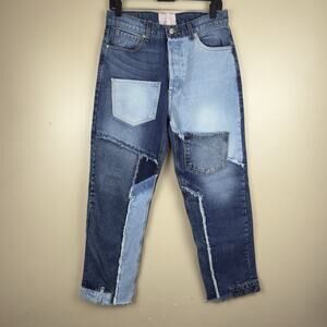 Revice Jeans Women's Size 29 Blue Denim Matchmaker Patchwork Pockets Retro
